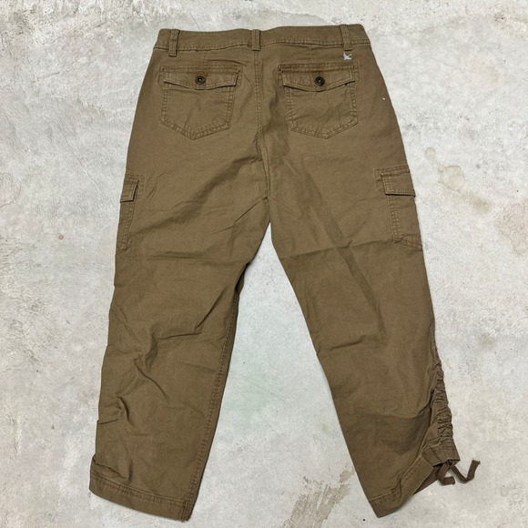 Eddie Bauer Womens Size 8 Cargo Capri Pants Brown Cotton Blend Drawstring - Picture 7 of 8